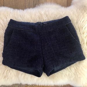 Dark blue and metallic tweed shorts by Monteau